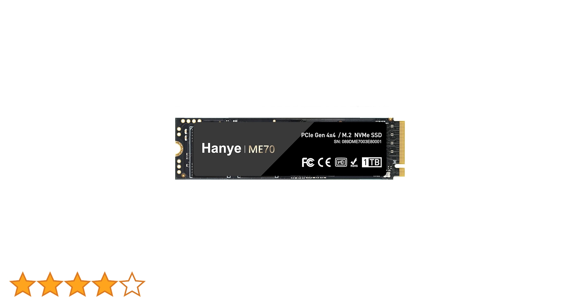 Amazon | Hanye SSD 1TB PCIe Gen4x4 M.2 NVMe 2280 DRAM R:7200MB/s W
